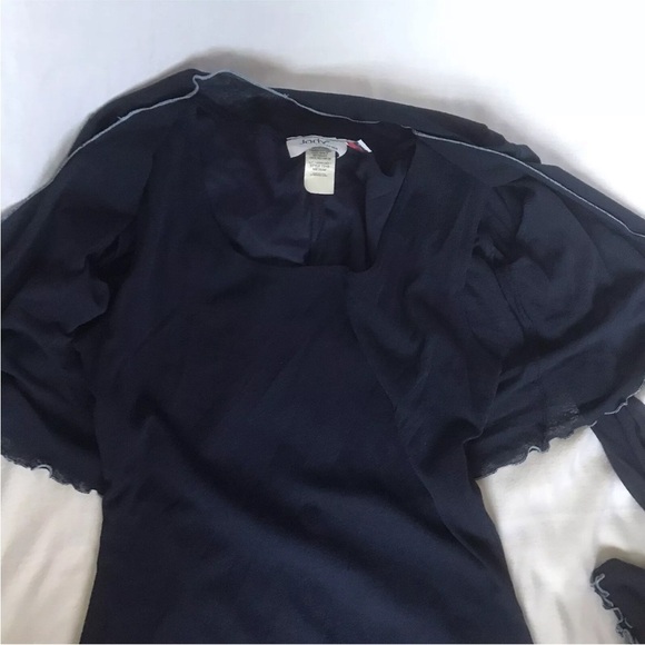 VTG Jodi California Sheer Jacket Dress Tie Front M Blue Contrast Made In USA - Picture 9 of 16